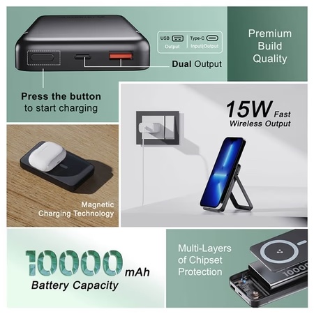 Ambrane 10000 mAh Power Bank, Aero Sync PB 10 Black