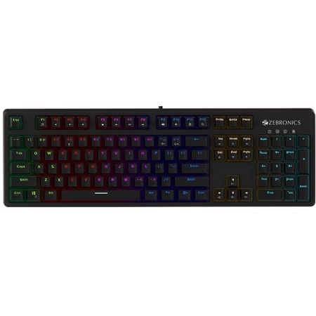 Zebronics Zeb-Max Plus V2 Mechanical Gaming Keyboard with 5 LED Speed Modes, 2 Step Stand, 4 Brightness Levels + 1 LED Off Mode