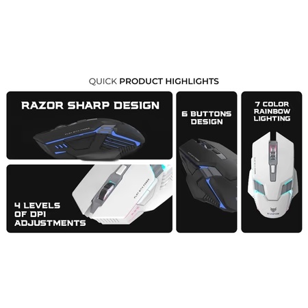 EvoFox Spectre USB Wired Gaming Mouse, Black