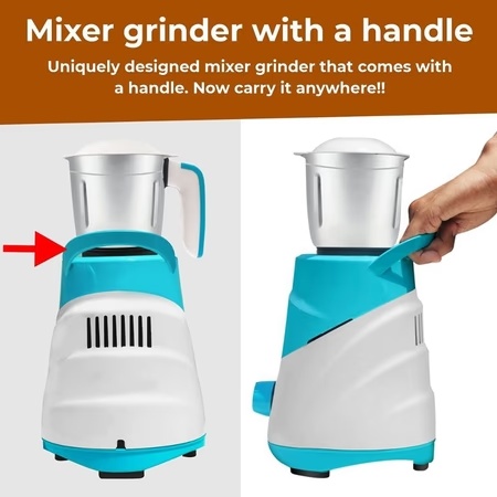 Inalsa Jazz Plus 750 Watts Mixer Grinder with 2 Jars, Overload protection, Vacuum Feet (White/Blue) 4 Inalsa Jazz Plus 750 Watts Mixer Grinder with 2 Jars, Overload protection, Vacuum Feet (White/Blue)
