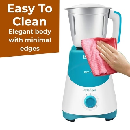 Inalsa Jazz Plus 750 Watts Mixer Grinder with 2 Jars, Overload protection, Vacuum Feet (White/Blue) 6 Inalsa Jazz Plus 750 Watts Mixer Grinder with 2 Jars, Overload protection, Vacuum Feet (White/Blue)