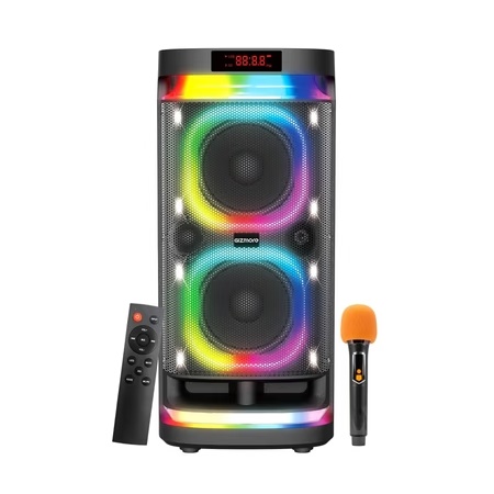 GIZMORE 220 Watt Thunder DJ Trolley Party Speaker with UHF Wireless MIC, 3 Hrs Playtime, Digital LED Display, RGB Lights, Multiple Connectivity Bluetooth, USB, AUX & TF Card and UHF wireless and wired MIC Support