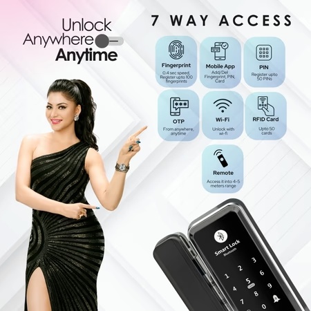 LAVNA LA5 Smart Wifi + Bluetooth Smart Glass Door Lock with 7 Ways of Access 4 LAVNA LA5 Smart Wifi + Bluetooth Smart Glass Door Lock with 7 Ways of Access