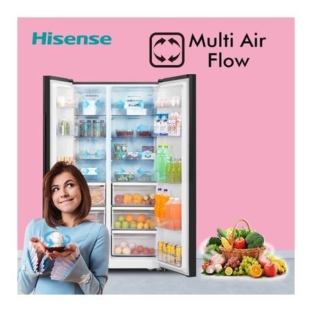 Hisense 690 litres Side-by-Side Refrigerator, Black Glass RS826N4AGN 5 Hisense 690 litres Side-by-Side Refrigerator, Black Glass RS826N4AGN
