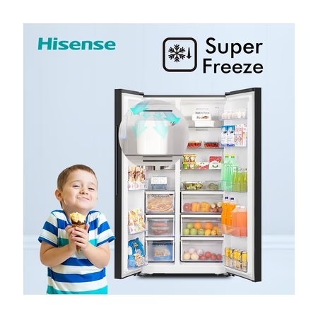 Hisense 690 litres Side-by-Side Refrigerator, Black Glass RS826N4AGN 6 Hisense 690 litres Side-by-Side Refrigerator, Black Glass RS826N4AGN