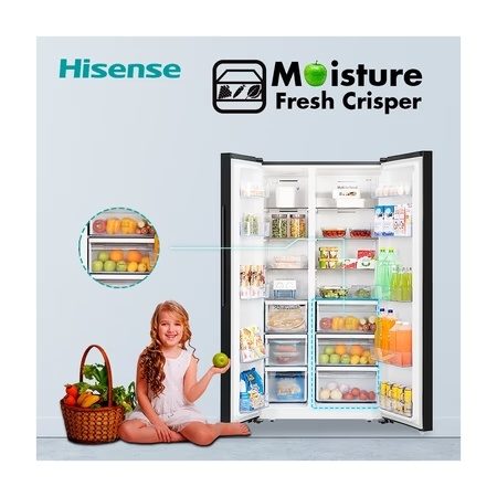 Hisense 690 litres Side-by-Side Refrigerator, Black Glass RS826N4AGN 7 Hisense 690 litres Side-by-Side Refrigerator, Black Glass RS826N4AGN