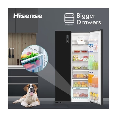 Hisense 690 litres Side-by-Side Refrigerator, Black Glass RS826N4AGN 8 Hisense 690 litres Side-by-Side Refrigerator, Black Glass RS826N4AGN
