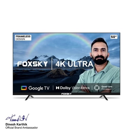 Foxsky 127 cm (50 inch) 4K Ultra HD LED Smart Google TV with Dolby Audio, HDR10, 50FSGOOGLE QLED TV 2024