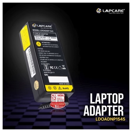 Lapcare LDOADNP1545 Laptop Adapter Designed for Dell 19.5V 3.34A 65 Watt (YD637)