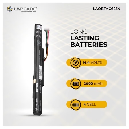 Lapcare LAOBTAC6254 4-Cell 2000mAh Laptop Battery, Black