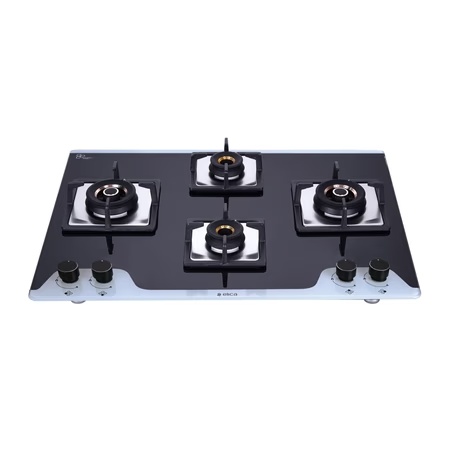 Elica Flexi AB HCT 470 DX Dual Tone 4 Burners Hob, Black + White Glass