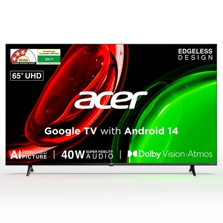 Acer 163.8 cm (65 inch) Ultra I Series 4K UHD Smart LED Google TV with Android 14 (Black), AR65UDGGU2875BD