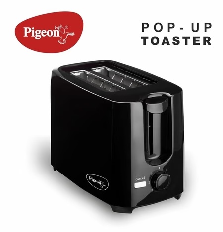 Pigeon 12470-M, 2 Bread Slices, Pop-up Toaster, Variable Browning Settings, Black