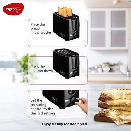 Pigeon 12470-M, 2 Bread Slices, Pop-up Toaster, Variable Browning Settings, Black 5 Pigeon 12470-M, 2 Bread Slices, Pop-up Toaster, Variable Browning Settings, Black