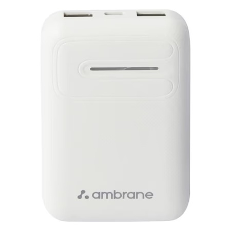 Ambrane 10000 mAh Lithium Polymer Powerbank, PP-115, White