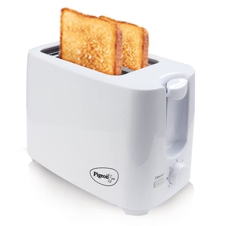 Pigeon Egnite 12284-M, 750 Watts, 2 Bread Slice, Pop-Up Toaster, Auto Pop Up, Variable Browning Settings, White