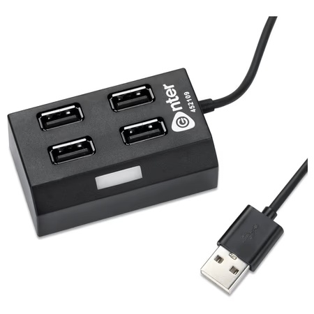 Enter E-U4H200 4-in-1 USB Hub with 4 High Speed USB 2.0 Port, Black