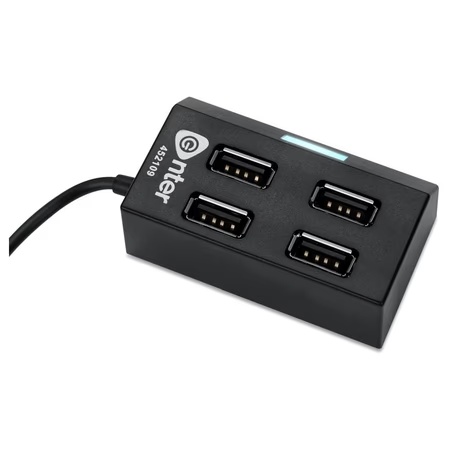 Enter E-U4H200 4-in-1 USB Hub with 4 High Speed USB 2.0 Port, Black