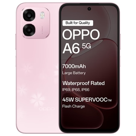 OPPO A6 5G 128 GB, 6 GB RAM, Sakura Pink, Mobile Phone