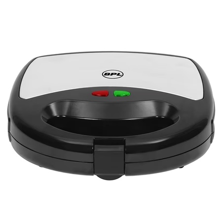BPL 750W 2-Slice Grill Sandwich Maker with Non-stick Coating Plate, Cool Touch Handle with Lock, Ready Function LED Indicator, 2 Years Warranty, Black & Stainless Steel