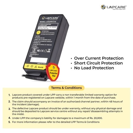Lapcare LOADPR7370 Laptop Power Adapter with Over Current Protection, Black 6 Lapcare LOADPR7370 Laptop Power Adapter with Over Current Protection, Black