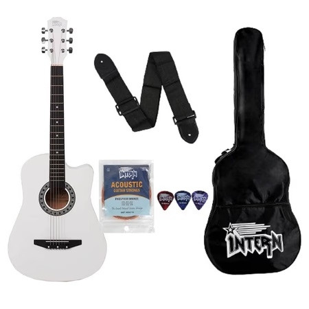 Intern INT-38C Acoustic Guitar, White