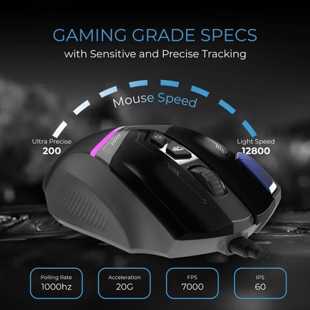 Evofox Blaze Wired Gaming Mouse, Grey