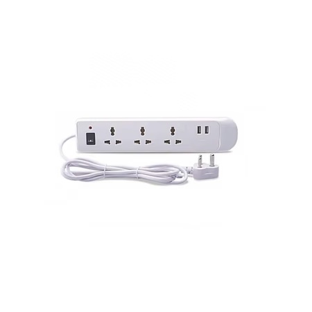 Bajaj 6A 3 Sockets and 2 USB Extension Board, White, 11002