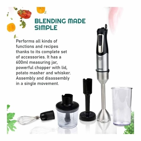 Inalsa Robot Inox 1000 Plus Hand Blender with Variable Speed Setting, Anti-Splash Technology