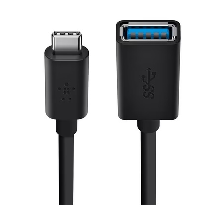 Belkin F2CU036btBLK High Speed Metal Shield Reversible USB-C 3.0 to USB-A Adapter, Black
