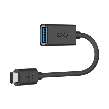 Belkin F2CU036btBLK High Speed Metal Shield Reversible USB-C 3.0 to USB-A Adapter, Black