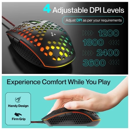 Ambrane TroneX Wired Gaming Mouse, Black