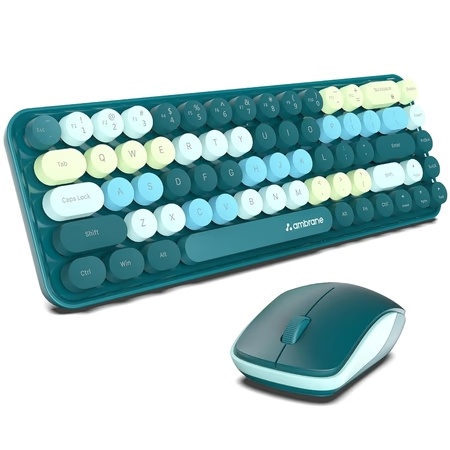 Ambrane KeyPop Wireless Keyboard & Mouse Combo, Mix Green