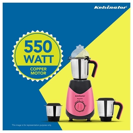 Kelvinator Magnifico KMG00455 Mixer Grinder with 3 Jar, Pink Black