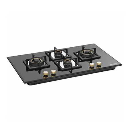 KUTCHINA Marica 4BS 90 DLX Built-in Hob, Compatible with both LPG and CNG , Black