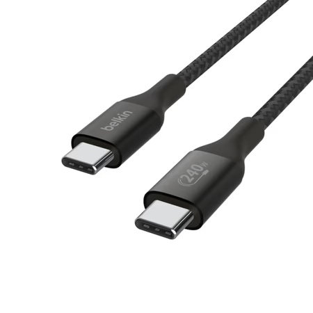 Belkin USB-C to USB-C Braided 100 cm (1 meters) 240W PD, Fast Charge and Sync Type C Cable, Black