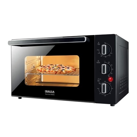 Inalsa 30 litres Oven Toaster Griller(OTG), Chefs Club 30BKRC with 5 Cooking Modes, Large Double Glass Door, Black