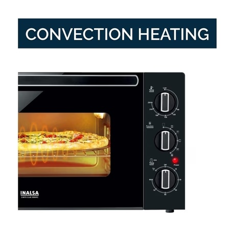 Inalsa 30 litres Oven Toaster Griller(OTG), Chefs Club 30BKRC with 5 Cooking Modes, Large Double Glass Door, Black