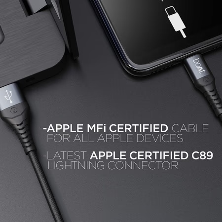 Boat LTG 550v3 USB to Lightning MFi Certified Cable, Mercurial Black 2 Boat LTG 550v3 USB to Lightning MFi Certified Cable, Mercurial Black