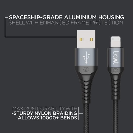 Boat LTG 550v3 USB to Lightning MFi Certified Cable, Mercurial Black 4 Boat LTG 550v3 USB to Lightning MFi Certified Cable, Mercurial Black