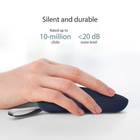 Asus Marshmallow MD100 Wireless Mouse, Quiet Blue, (Solar Blue cover also included)