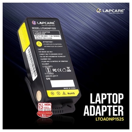 Lapcare LTOADNP1525 Laptop Adapter Designed for Toshiba 19V 3.42 65 Watt with 5.5 x 2.5 mm Connector