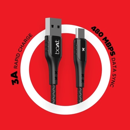 Boat A600 USB Type-C Cable, Mercurial Black