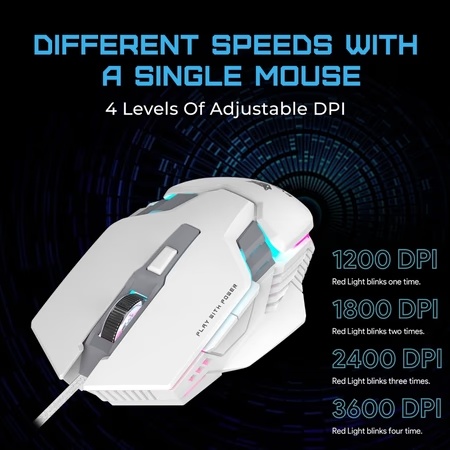 EvoFox Spectre USB Wired Gaming Mouse, White